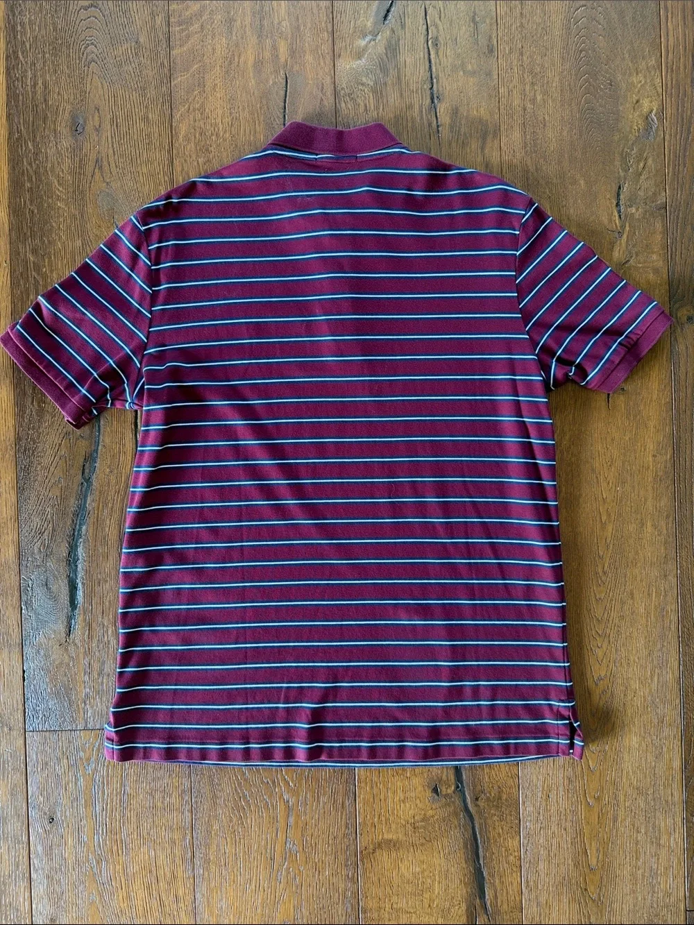 Polo by Ralph Lauren Maroon Polo with Blue and White Stripes
